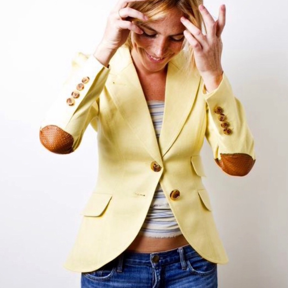Smythe Pouff Sleeve Equestrian Blazer in Lemongrass Linen